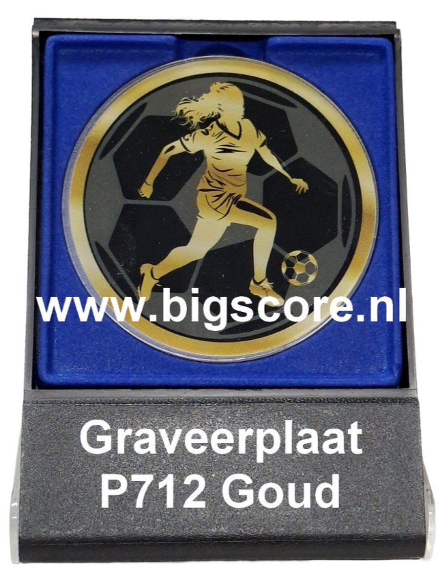 Voetbal Dames Acryl in medailledoosje Blauw-Zwart G/Z/B